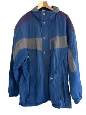 Vintage 90s Tyrolia Skiwear Men's Sz XL Blue Gray Purple Pullover Ski Jacket